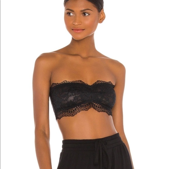 Free People Intimately Lace Bandeau Bras Lot (2) Bluemoon Quartz & Black Size XS - Picture 4 of 14